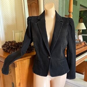 INTERNATIONAL CONCEPTS (FROM MACY'S) BLACK DENIM BLAZER, MEDIUM, NEW WITH TAGS